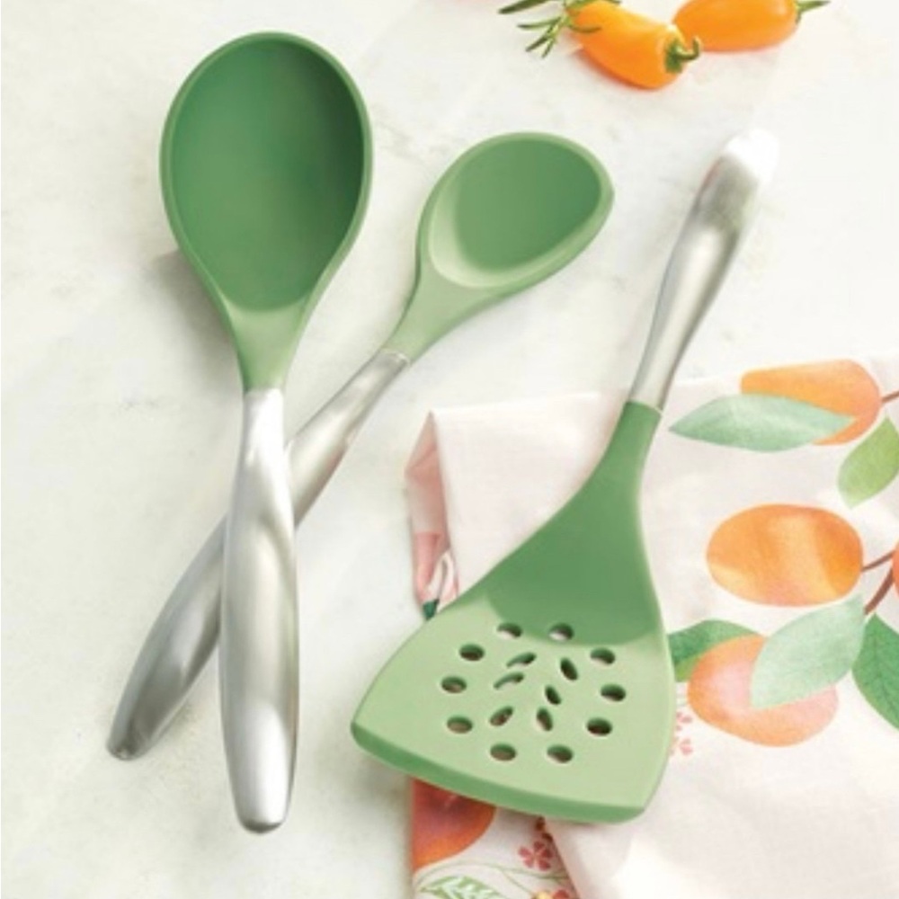 Princess House Green and Silver Utensil Trio